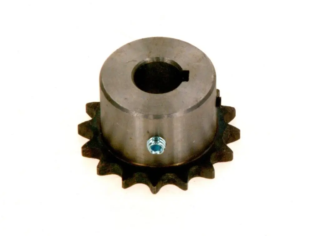 BOSCH Kettenrad mit zahnförmiger Außenkante und zentralem Loch zur Befestigung, aus metallischem Material gefertigt.